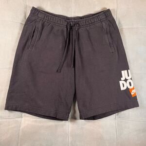 Nike Mens Sweat Shorts Elastic Waist Drawstring Black Size Large Pockets